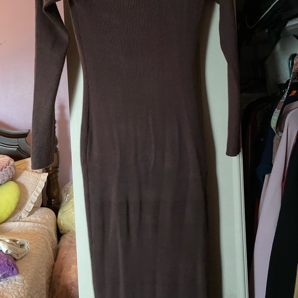 Pretty Little Thing Chocolate Ribbed Button Up Knitted Maxi Dress Small - Picture 4 of 6